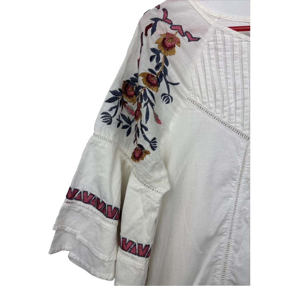 Free People Pavlo Babydoll Sz S White 100% Cotton Floral - Picture 7 of 16